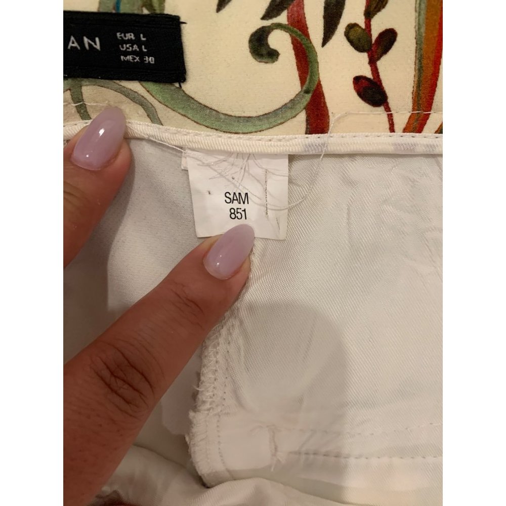 Zara Women Cream Floral Wide Leg Trouser Pant Size L - Picture 8 of 11